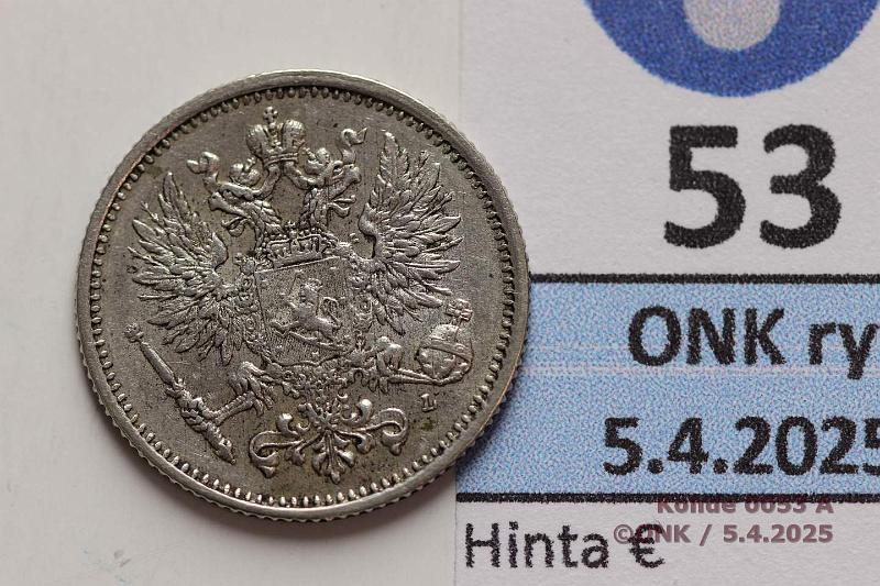 k-0053-a.jpg - Kohde 53 (kuva 1/2), lhthinta: 20 € / myyntihinta: 20 € 50 p 1889 SNY 324.1 Ag. Hieman patinaa, kunto: 6/7