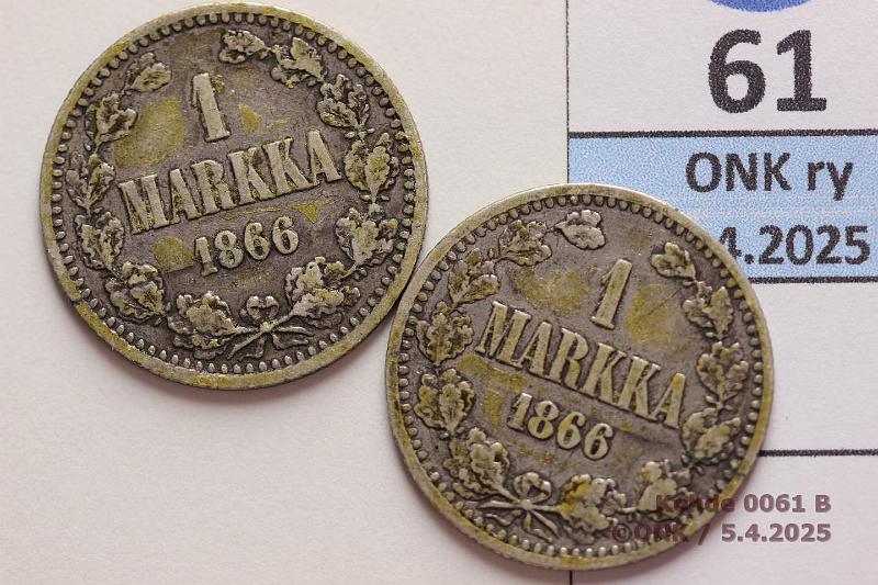 k-0061-b.jpg - Kohde 61 (kuva 2/2), lhthinta: 8 € / myyntihinta: 8 € 1 mk 1866 (2) SNY 399.2.2 Ag. Likaa, kunto: 3, 3/4