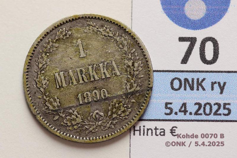 k-0070-b.jpg - Kohde 70 (kuva 2/2), lhthinta: 5 € / myyntihinta: 8 € 1 mk 1890 Ag. Likaa, kunto: 5