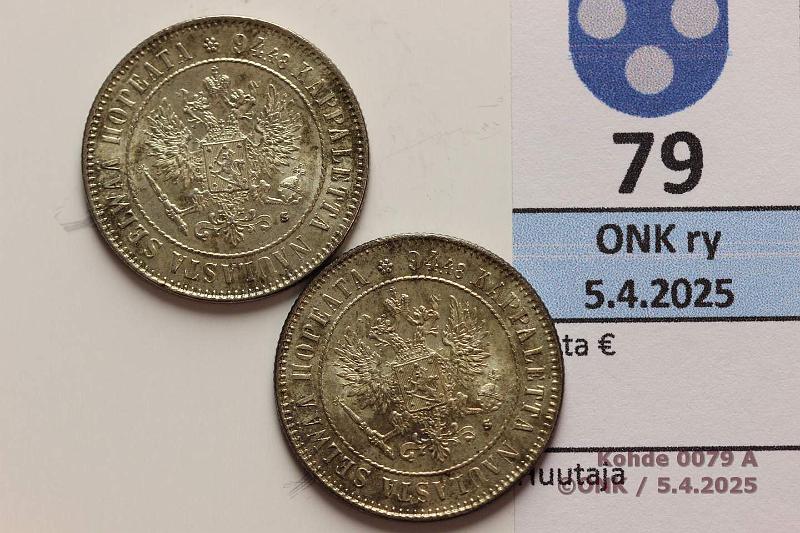 k-0079-a.jpg - Kohde 79 (kuva 1/2), lhthinta: 16 € / myyntihinta: 23 € 1 mk 1915 (2) Ag. Patinaa, phpja, kunto: 8, 9