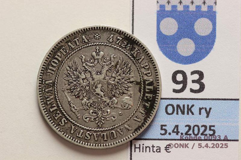k-0093-a.jpg - Kohde 93 (kuva 1/2), lhthinta: 130 € / ei tarjouksia 2 mk 1905 Ag. Likaa, ap naarmu, kunto: 4