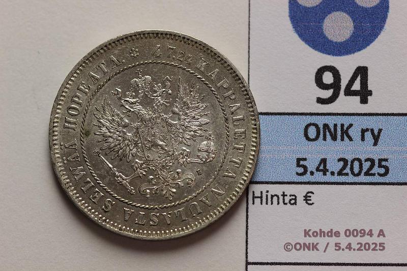 k-0094-a.jpg - Kohde 94 (kuva 1/2), lhthinta: 100 € / myyntihinta: 100 € 2 mk 1906 SNY 500.1.1.1 Ag. Pitk /-viiva, hnja, phpja, erittin kaunis!, kunto: 8