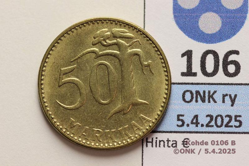 k-0106-b.jpg - Kohde 106 (kuva 2/2), lhthinta: 60 € / myyntihinta: 60 € 50 mk 1955 Loistelias!, kunto: 9