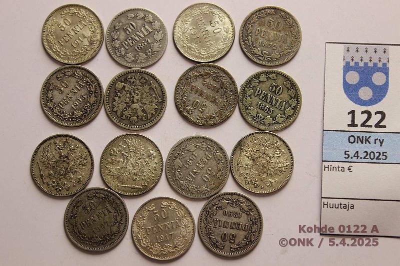 k-0122-a.jpg - Kohde 122, lhthinta: 10 € / myyntihinta: 32 € 50 p (15) 1864-1917 (15) Ag, -64, -65, -71, -72, -90, -91, -92(ij), -07(nja), -08, -11, -14, -15, -16, -17I+II, kunto: 2-8