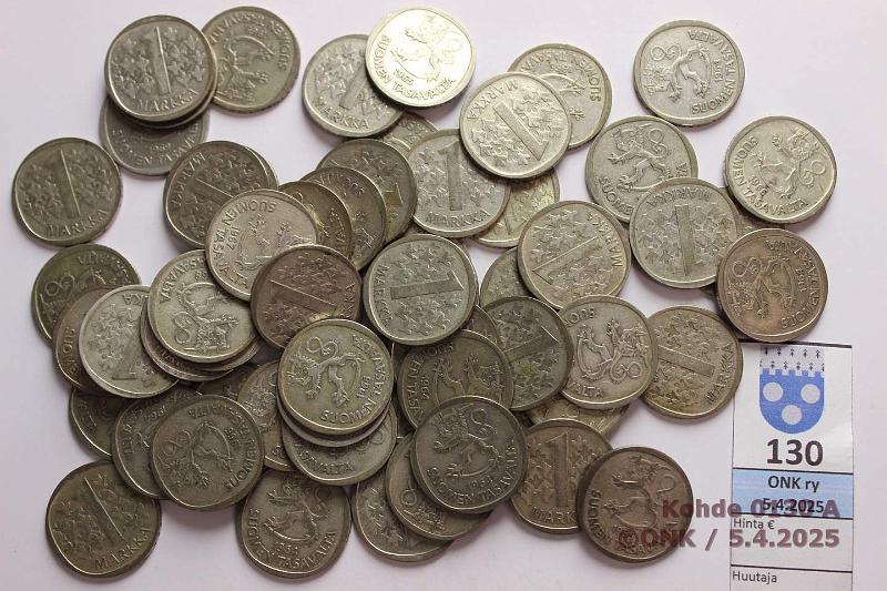 k-0130-a.jpg - Kohde 130, lhthinta: 60 € / myyntihinta: 78 € 1 mk (58+2) 1964-68 Ag, 371,2g/350. Lisksi CuNi 1969(2), kunto: 4-7