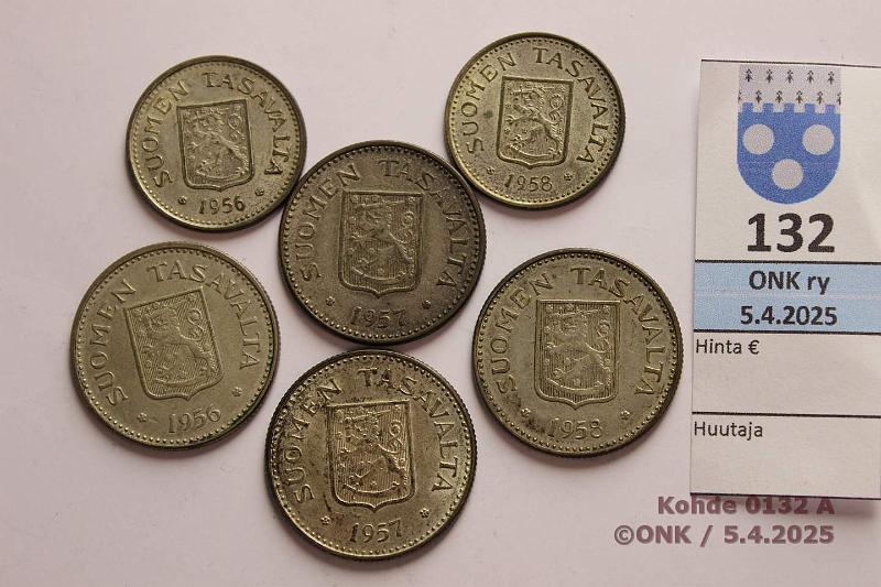 k-0132-a.jpg - Kohde 132 (kuva 1/2), lhthinta: 18 € / myyntihinta: 18 € 100 + 200 mk (2+4) Ag. 100mk 1956, -58; 200mk 1956, -57(2), -58H, kunto: 6-7
