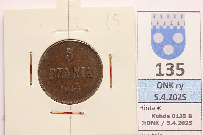 k-0135-b.jpg - Kohde 135 (kuva 2/2), lhthinta: 10 € / ei tarjouksia 5 p 1916 Kiertynyt meisti n. 15, prvja, kunto: 5