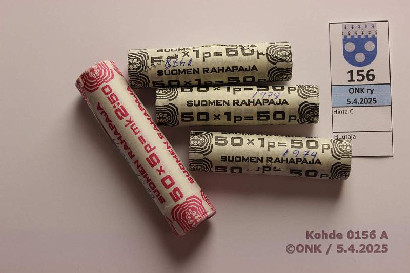 k-0156-a.jpg - Kohde 156, lhthinta: 5 € / myyntihinta: 7 € 1 + 5 p (3+1) 1974-78 1p Al -74, -78(2); 5p Cu -77. Vsl:t nkyvt, kmj, kunto: 9