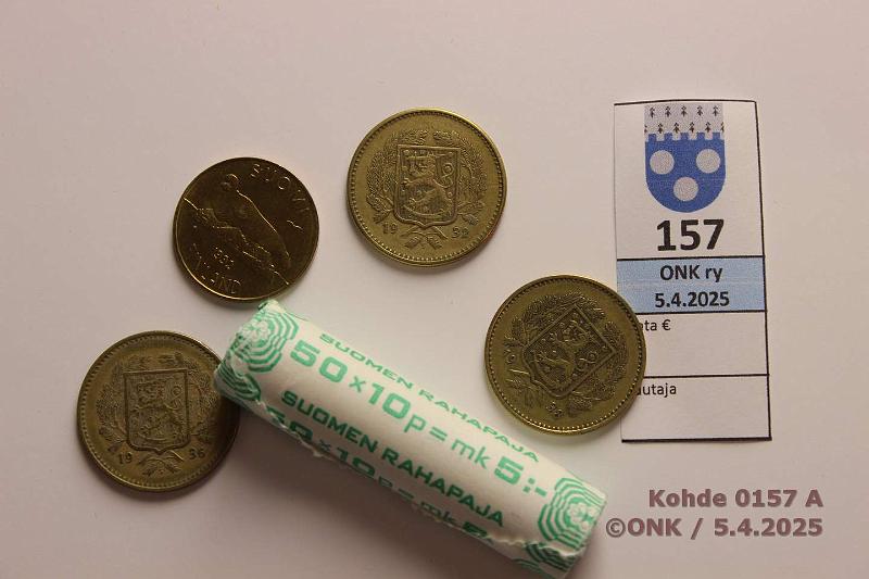 k-0157-a.jpg - Kohde 157, lhthinta: 5 € / myyntihinta: 5 € 10 p 1990 Vsl nkyy. Lisksi irtorahat 5mk 1992, 10mk 1932, -36, -38, nm kl 5, kunto: 9
