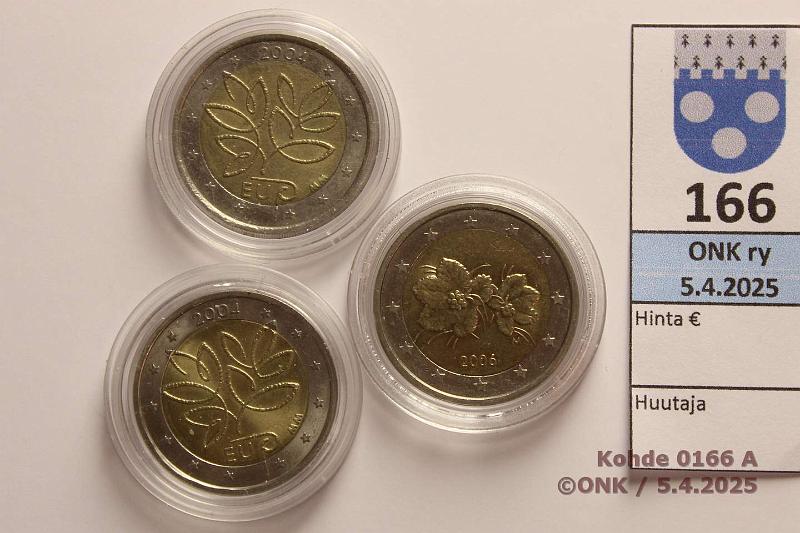 k-0166-a.jpg - Kohde 166 (kuva 1/2), lhthinta: 75 € / myyntihinta: 94 € 2 € (3) Suomi 2004, -06 Risuraha(2) + -06 vr kartta, kapselit, kunto: 7-8