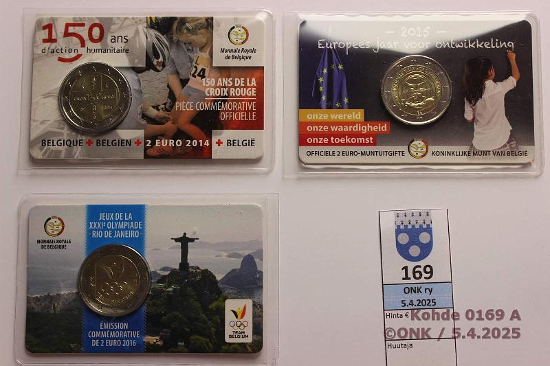 k-0169-a.jpg - Kohde 169 (kuva 1/2), lhthinta: 27 € / ei tarjouksia 2 € (3) Belgia 2014, -15, -16 Kyttjuhlarahat korteissa, kunto: 9