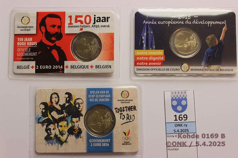k-0169-b.jpg - Kohde 169 (kuva 2/2), lhthinta: 27 € / ei tarjouksia 2 € (3) Belgia 2014, -15, -16 Kyttjuhlarahat korteissa, kunto: 9