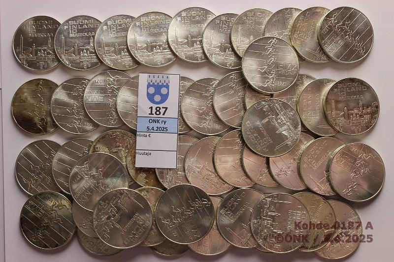 k-0187-a.jpg - Kohde 187, lhthinta: 450 € / myyntihinta: 370 € 10 mk (48) 1971 Ag. EM, 580,8g puhdasta hopeaa, kunto: 8-9