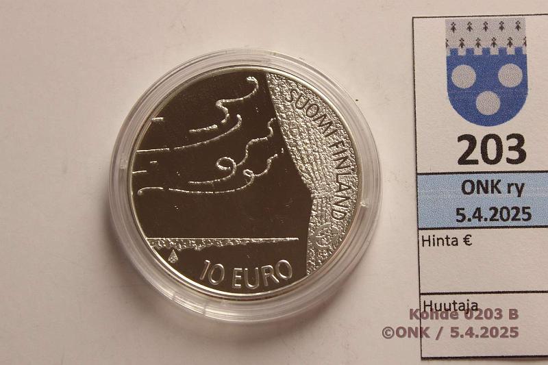 k-0203-b.jpg - Kohde 203 (kuva 2/2), lhthinta: 12 € / myyntihinta: 17 € 10 € 2009 Ag, Proof, Pacius, kaps, kunto: 10