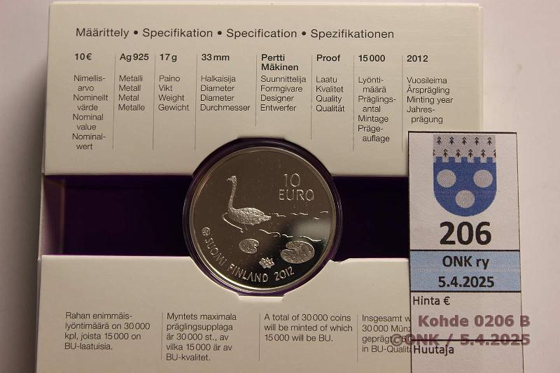 k-0206-b.jpg - Kohde 206 (kuva 2/3), lhthinta: 26 € / myyntihinta: 38 € 10 € (2) 2010, -12 Ag, Proof, Jylh -10 & Wigstrm -12, kotelot, tod, kunto: 10