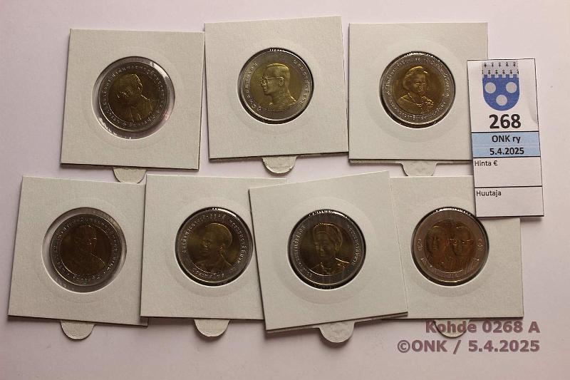 k-0268-a.jpg - Kohde 268 (kuva 1/2), lhthinta: 5 € / myyntihinta: 5 € Thaimaa 10 bath (7) Erilaisia rahasilmiss, kunto: 9