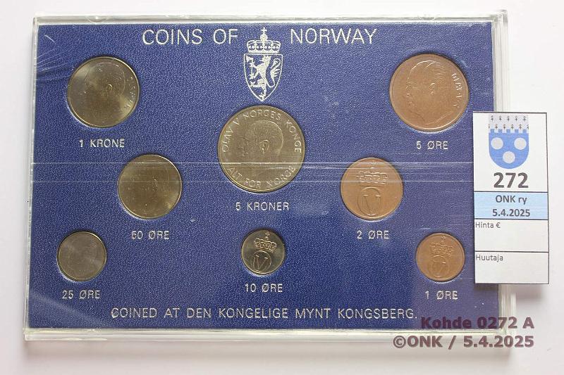 k-0272-a.jpg - Kohde 272 (kuva 1/2), lhthinta: 5 € / myyntihinta: 6 € Norja vuosisarja 1971 1  - 5 kr, muovikotelossa, kunto: 9