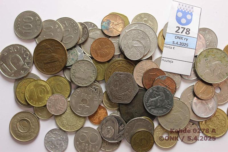 k-0278-a.jpg - Kohde 278, lhthinta: 5 € / myyntihinta: 11 € Muu maailma 350 g 1777→ Posin 1900l:n Eurooppaa, mys USA, Thaimaa, Japani, Meksiko, Nepal, Cook saaret. Lisksi huonokuntoinen 4 maravedis 1777 Espanja, kunto: 1-8