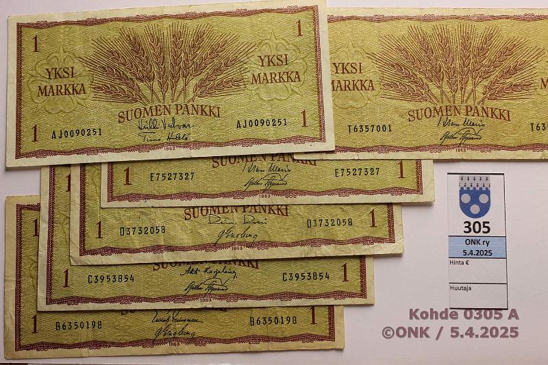 k-0305-a.jpg - Kohde 305, lhthinta: 15 € / myyntihinta: 17 € 1mk 1963 (6) SNY 114.1.1 B..LEI-Eng, C..KA I-AAs, D..RO I-Eng, E..WAR-AAs, T..WAR-AAs, AJ..VAL-He, kunto: 3-4