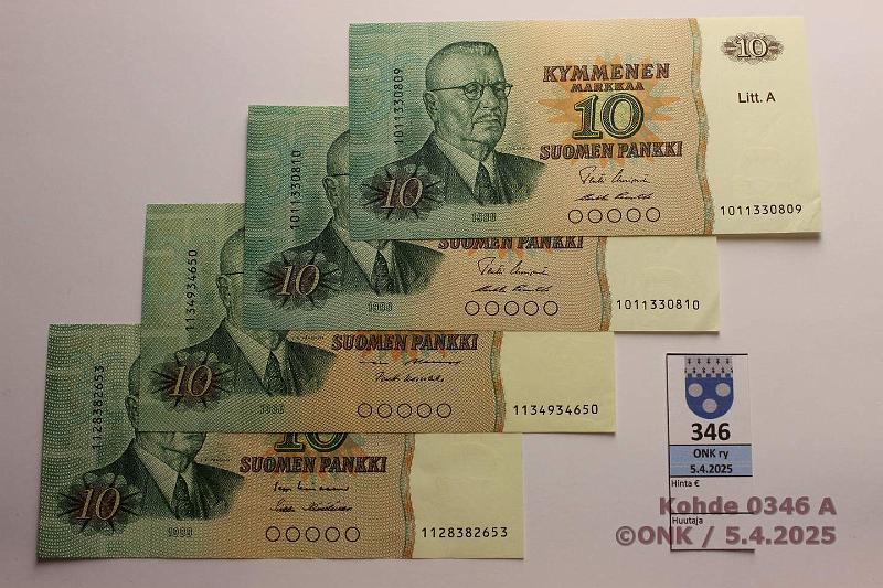 k-0346-a.jpg - Kohde 346, lhthinta: 4 € / myyntihinta: 9 € 10 mk 1980 LA (4) SNY 147.3 1011..UUS-Pu1(2 perkk.), 1128..LIN-H1, 1134..AL I-Ko1, kunto: 7-8