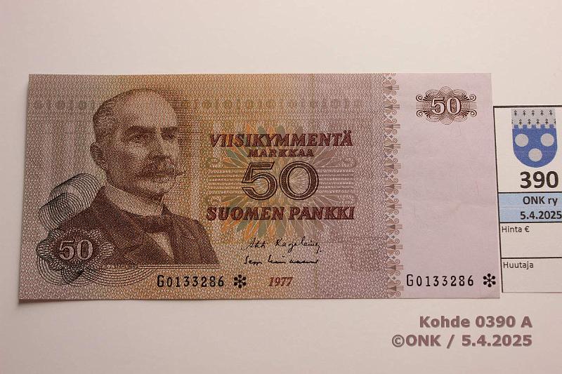 k-0390-a.jpg - Kohde 390, lhthinta: 10 € / myyntihinta: 12 € 50 mk 1977 G* SNY 171.2.2 G0133286* KA I-Lin, korvaava, kunto: 6