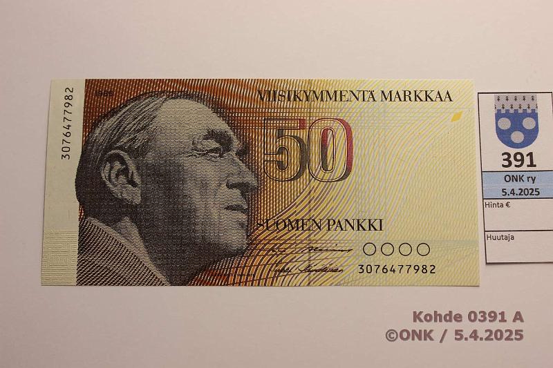 k-0391-a.jpg - Kohde 391, lhthinta: 12 € / myyntihinta: 23 € 50 mk 1986 SNY 172.1.1 3076477982 AL I-H1, kunto: 9