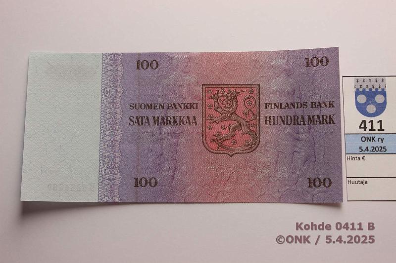 k-0411-b.jpg - Kohde 411 (kuva 2/2), lhthinta: 30 € / myyntihinta: 78 € 100 mk 1976 SNY 184.1.1 B0886880 UUS-Luu, RADAR, kunto: 6