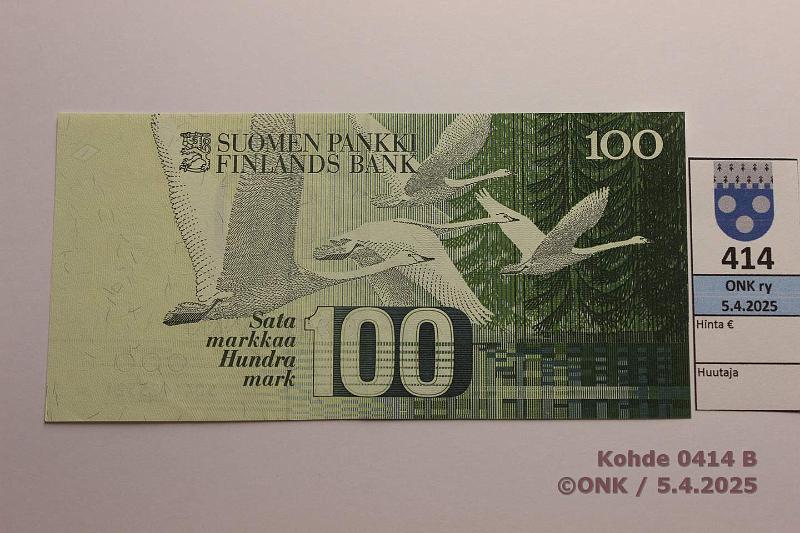 k-0414-b.jpg - Kohde 414 (kuva 2/2), lhthinta: 12 € / ei tarjouksia 100 mk 1986 SNY 185.1.1 5044425521 UUS-Pu1, kunto: 7