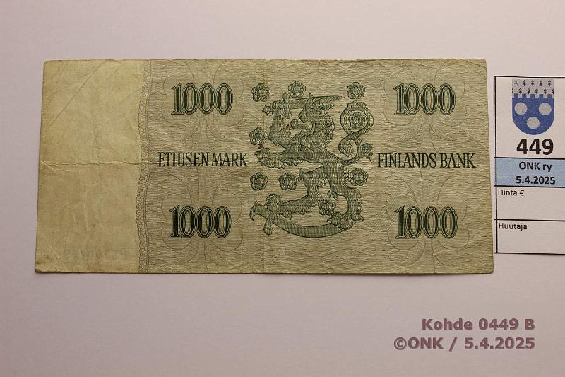 k-0449-b.jpg - Kohde 449 (kuva 2/2), lhthinta: 15 € / myyntihinta: 17 € 1000 mk 1955 SNY 200.1.1 P4700238 WAR-Eng, kunto: 3