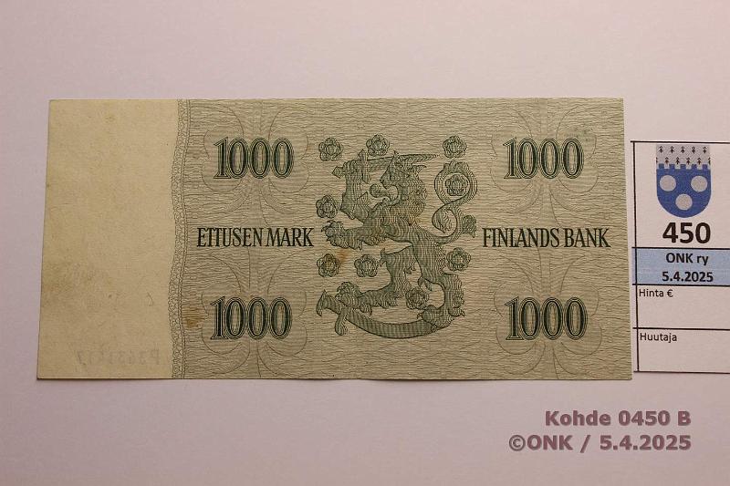 k-0450-b.jpg - Kohde 450 (kuva 2/2), lhthinta: 30 € / myyntihinta: 30 € 1000 mk 1955 SNY 200.1.1 P3631417 SIM-AAs, kunto: 6