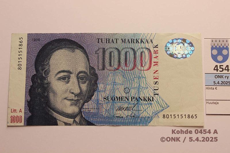 k-0454-a.jpg - Kohde 454, lhthinta: 70 € / ei tarjouksia 1000 mk 1986 LA SNY 201.3.1 8015151865 OL II-M2, kunto: 5