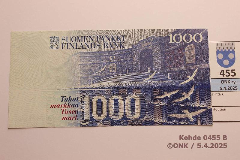 k-0455-b.jpg - Kohde 455 (kuva 2/2), lhthinta: 80 € / ei tarjouksia 1000 mk 1986 LA SNY 201.3.1 8023716502 PU II-Ko2, kunto: 6