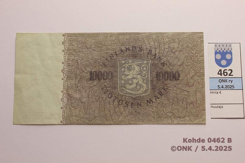 k-0462-b.jpg - Kohde 462 (kuva 2/2), lhthinta: 200 € / myyntihinta: 260 € 10 000 mk 1955 SNY 206.1.1 A7350830 WAR-Eng, kunto: 5