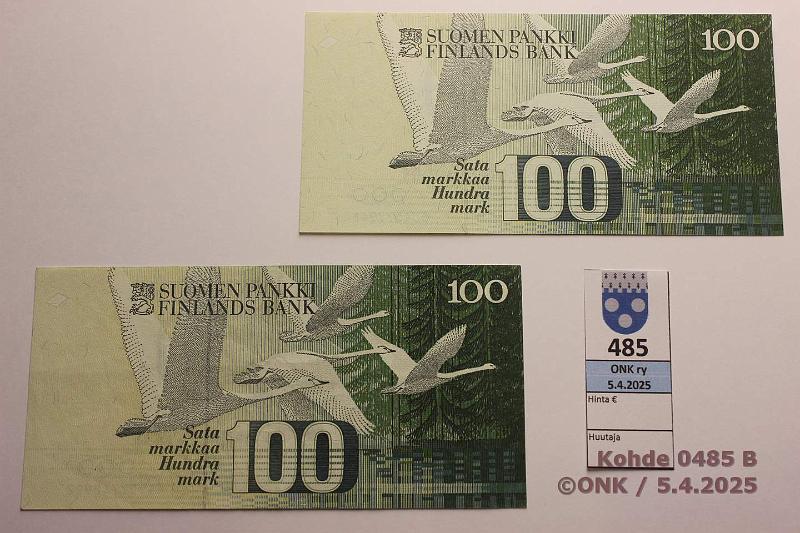k-0485-b.jpg - Kohde 485 (kuva 2/2), lhthinta: 15 € / myyntihinta: 17 € 100 mk (2) 1986 5045779412 HOL-M1; 5157748922 KU I- Va1, kunto: 7, 5