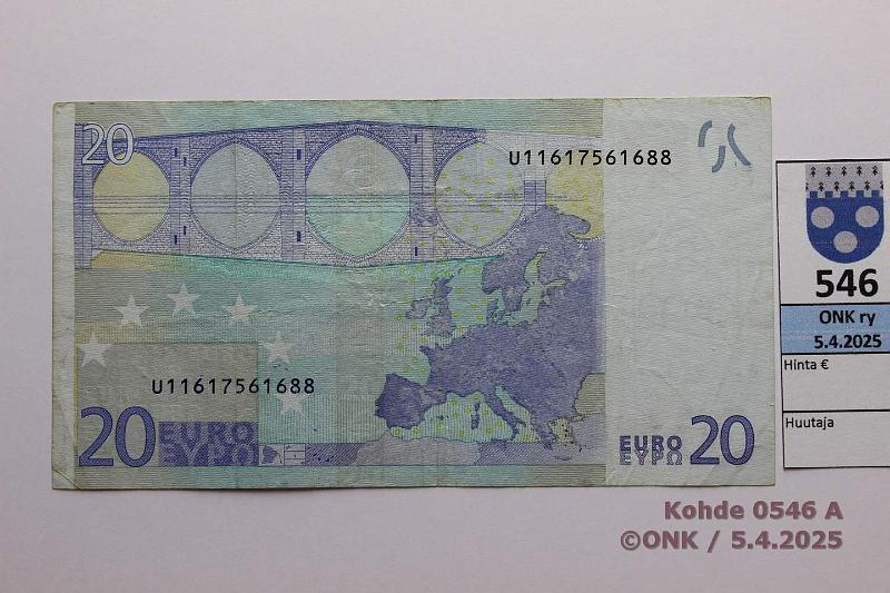 k-0546-a.jpg - Kohde 546 (kuva 1/2), lhthinta: 35 € / ei tarjouksia Ranska 3/1/U/L20 U11617561688 Dui L020 D2, harvinaisempi laatta, kunto: 4