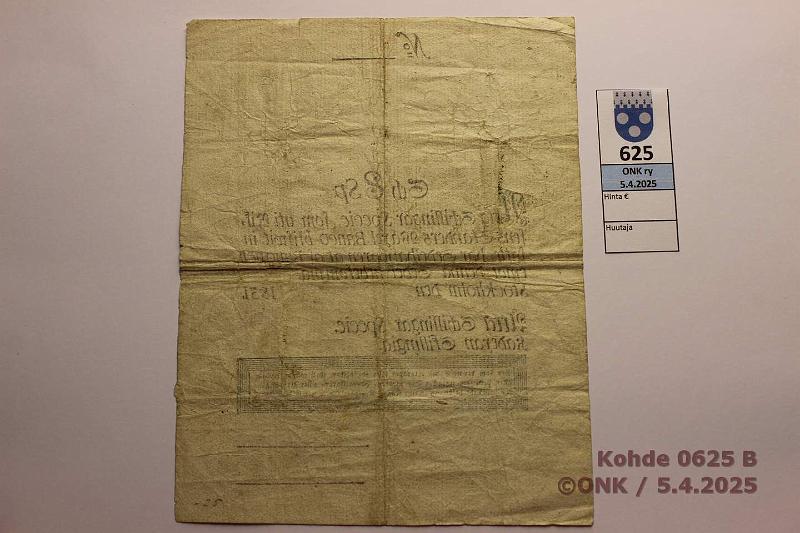 k-0625-b.jpg - Kohde 625 (kuva 2/2), lhthinta: 70 € / ei tarjouksia Ruotsi 8 sk SP 1831 Prep, preiki, kunto: 4