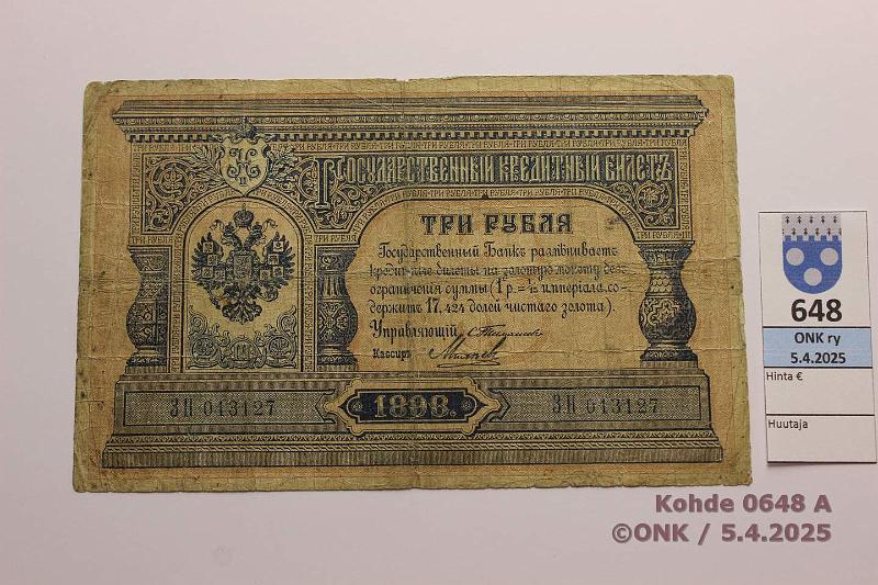 k-0648-a.jpg - Kohde 648 (kuva 1/2), lhthinta: 20 € / myyntihinta: 92 € Venj 3 rpl 1898 P#2b Timashev-Mikhejev, prep, kunto: 3