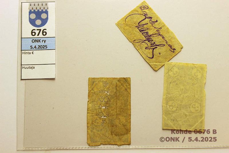 k-0676-b.jpg - Kohde 676 (kuva 2/2), lhthinta: 20 € / myyntihinta: 20 € Transcaucasia 3 + 5(2) rpl ND(1918) P#S737, S738, S739 Batum, British Occupation. S737 reuna revitty; S738 ak-leima; S739 lvistys 1919, kunto: 5, 3, 3