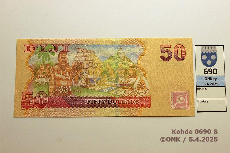 k-0690-b.jpg - Kohde 690 (kuva 2/2), lhthinta: 40 € / myyntihinta: 40 € Fidi 50 $ ND(2007) P#113a Reunassa painumia, kunto: 9