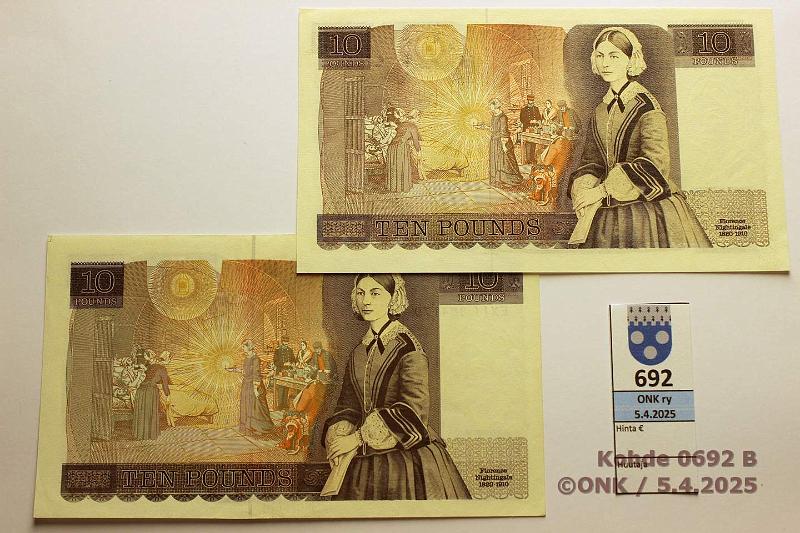 k-0692-b.jpg - Kohde 692 (kuva 2/2), lhthinta: 40 € / ei tarjouksia Englanti 10  (2) ND(1980-91) P379a, 379e Painumia, kunto: 9