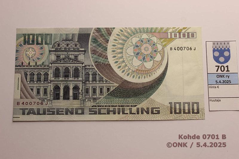 k-0701-b.jpg - Kohde 701 (kuva 2/2), lhthinta: 145 € / ei tarjouksia Itvalta 1000 sch 1983 P#152 Schrdinger - Fysiikka 1933, kunto: 8