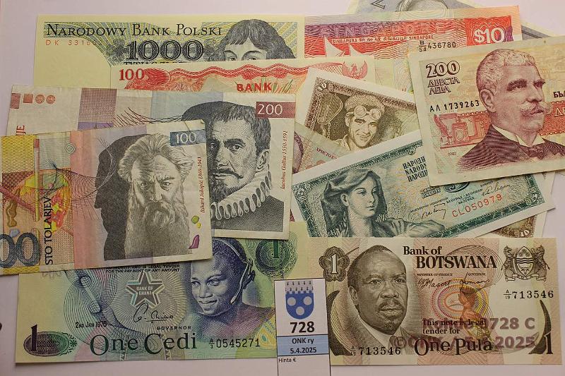 k-0728-c.jpg - Kohde 728 (kuva 3/3), lhthinta: 5 € / myyntihinta: 16 € Muu maailma (35) Bangladesh, Botswana, Bulgaria, NL, Eesti, Ghana, Indonesia, Jugoslavia, Kamboda, Kroatia, Makedonia, Mongolia, Puola, Singapore, Slovenia, Sri Lanka, Tekki, Turkki, Zaire. Paljon pakkasileit, kunto: 4-9