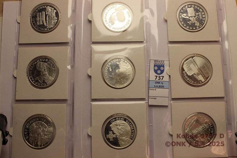 k-0737-d.jpg - Kohde 737 (kuva 4/4), lhthinta: 700 € / myyntihinta: 750 € Suomen hopea-aarre (36) Ag, 36x26g/925 = 865,8g puhdasta hopeaa. Proof. Tydellinen sarja kolikkokehyksiss sivuilla. Osassa hieman patinaa, kunto: 9-10