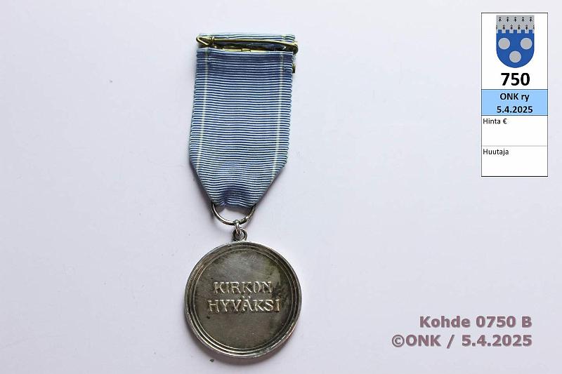 k-0750-b.jpg - Kohde 750 (kuva 2/2), lhthinta: 80 € / ei tarjouksia Pyhn Karitsan Ritarikunta 2. lk mitali. Ag 830, R8=1994, kunto: 9