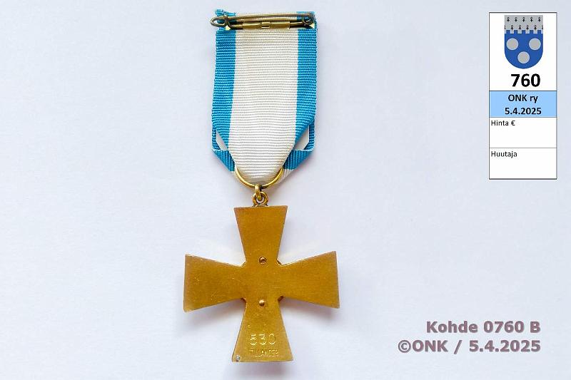 k-0760-b.jpg - Kohde 760 (kuva 2/2), lhthinta: 40 € / ei tarjouksia Suomen Sotaveteraaniliiton ansioristi N:o 530, Tillander, kunto: 9