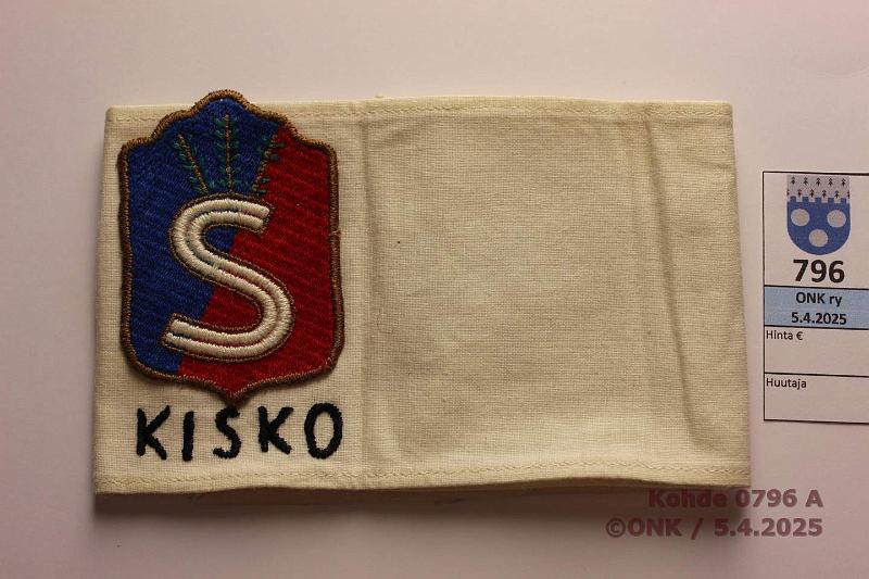 k-0796-a.jpg - Kohde 796, lhthinta: 30 € / myyntihinta: 48 € Suojeluskunta Hihanauha KISKO, kunto: 9