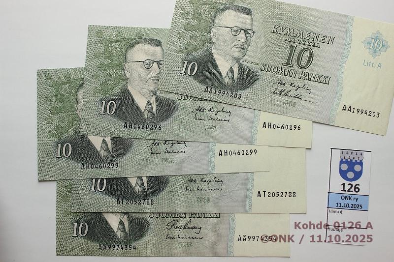 k-0126-a.jpg - Kohde 126 (kuva 1/2), lhthinta: 45 € / ei tarjouksia 10 mk 1963 LA (9) SNY 146.3.1 AA
KA I-Luu, AH
KA I-Hes(2), AT
KA I-Lin, A
KU I-Lin, A
AL I-Ko1, BA
KU I-Ko1(2), BD
HOL-Hes, kunto: 7-9