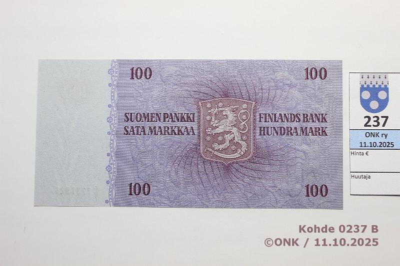 k-0237-b.jpg - Kohde 237 (kuva 2/2), lhthinta: 150 € / ei tarjouksia 100 mk 1963 SNY 183.1.1 C7737825 LEI-Valvanne, kunto: 10
