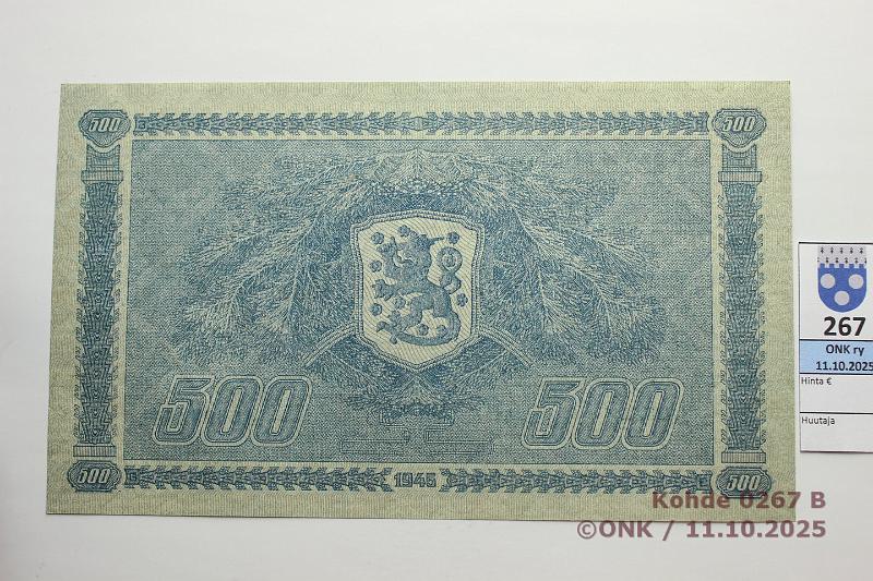 k-0267-b.jpg - Kohde 267 (kuva 2/2), lhthinta: 900 € / ei tarjouksia 500 mk 1945 LA SNY 190.1.1 A0893144 RAI-Wah, ex-Holmasto, harv kunto!, kunto: 9