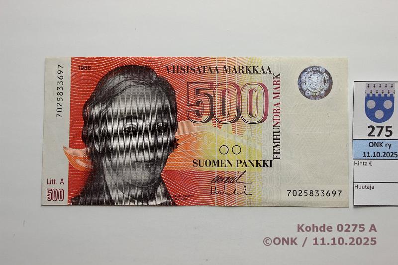 k-0275-a.jpg - Kohde 275 (kuva 1/2), l�ht�hinta: 50 &euro; / ei tarjouksia 500 mk 1986 LA SNY 194.2 7025833697 OL II-Va2, kunto: 6